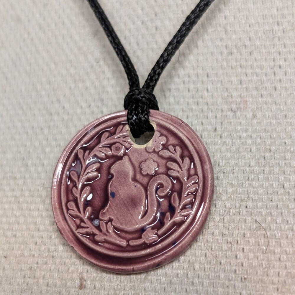 Blue Spiral Handmade Pendant Ceramic Boho Hippie Adjustable Rope Cord Jewelry